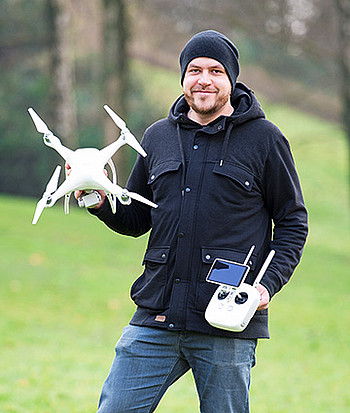 Pilot und Kameramann in einem: André Menke ist begeisterter Drohnenfan